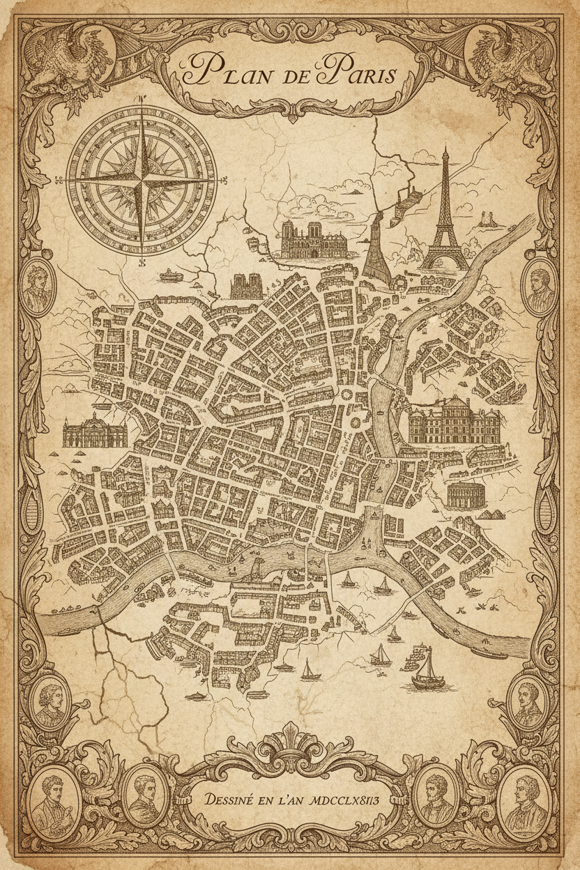 Old Map of Paris